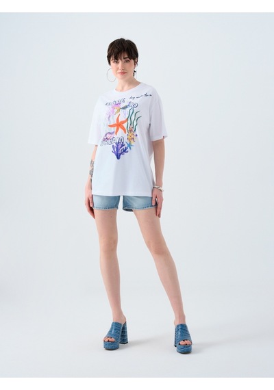 Kadın T-shirt Lf2040215 Off Whıte Beyaz