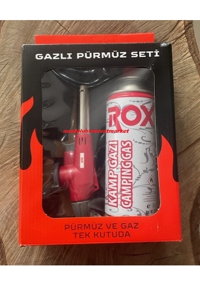 Rox Pro Ayarlı Pürmüz Gazlı Pürmüz Set Kamp Pürmüzü Çakmaklı Püzmüz Seti Kırmızı Gri Çok Renkli