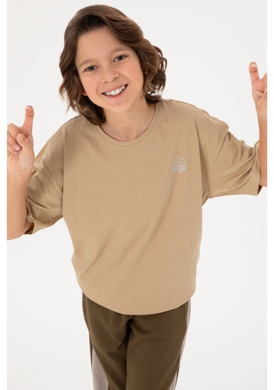 U.S. Polo Assn. Erkek Çocuk Kum Comfort Basic Bisiklet Yaka Tişört 50295503-VR085