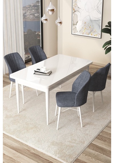 Canisa Concept Arp Serisi 70x110 Sabit Mutfak Masası Takımı Beyaz Masa 4 Füme Sandalye Masa Beyaz/ Sandalyeler Füme Canisa Concept Arp Serisi 70x110 Sabit Mutfak Masası Takımı Beyaz Masa 4 Füme Sandalye Masa Beyaz/ Sandalyeler Füme