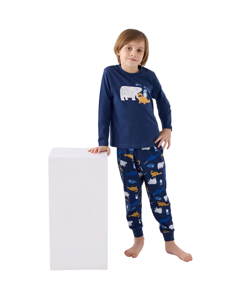 Rolypoly Rp3420-2 Erkek Çocuk Kışlık İkili Pijama Takım Koyu İndigo
