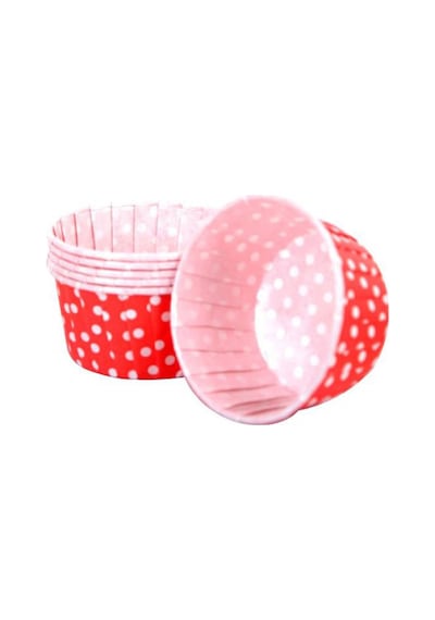 Cupcake Kalıbı Orta Boy 50x39 Mm 100 Adet Puantiyeli Kırmızı