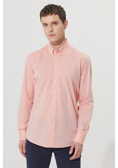 Ac&Co / Altınyıldız Classics Erkek Turuncu Slim Fit Dar Kesim %100 Pamuk Düğmeli Yaka Desenli Gömlek Turuncu Ac&Co / Altınyıldız Classics Erkek Turuncu Slim Fit Dar Kesim %100 Pamuk Düğmeli Yaka Desenli Gömlek Turuncu