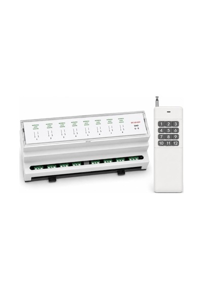 Sanec 12v 12 Kanal Optokuplörlü Röle Rt-109 Ray Tipi Kutu + 1 Adet 433 Mhz Uzun Menzil Kumanda 3000 Metre