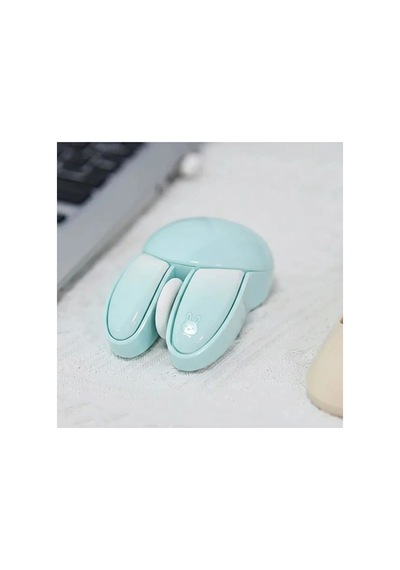Tavşan Figürlü Kablosuz Mouse Pil Dahil Etiket li Mavi - 100
