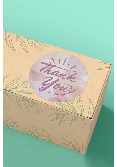 Mor Thank You Hediye Kargo Paketleme Sticker Etiket 3x3cm St2125 Çok Renkli