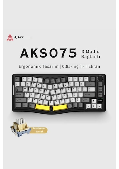 Aks075 Ergonomik Daydream Switch-mekanik Klavye-bt5.1/2.4gwireless/usb Kablolu-hotswap Dinamik Rgb
