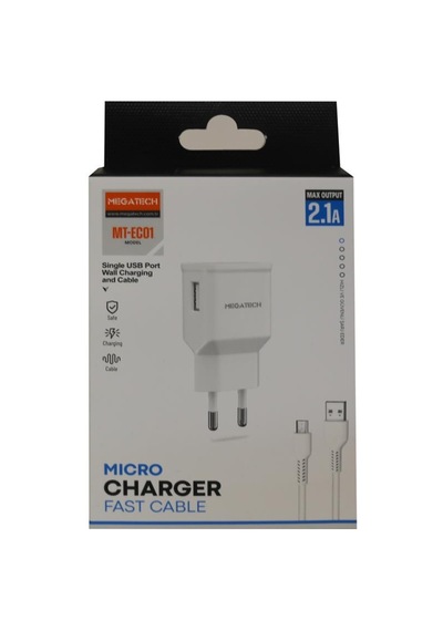 Megatech MT - Ec01 2.1a Ev Şarj+ Micro Kablo Hızlı Şarj Cihazı