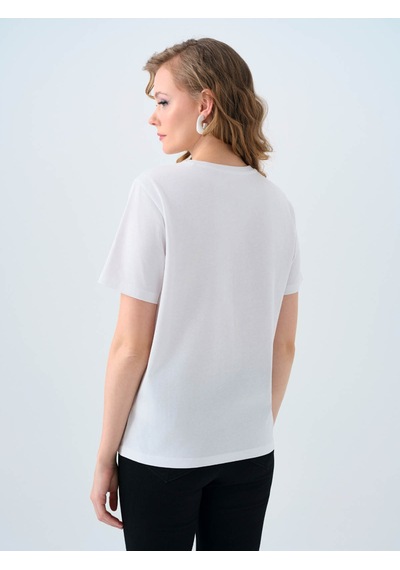 Loft Regular Fit Beyaz Kadın T-shirt Lf2039148 Beyaz