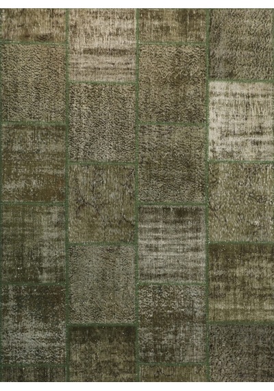 Patchwork El Dokuma Antik Anadolu Halısı Forest Haki
