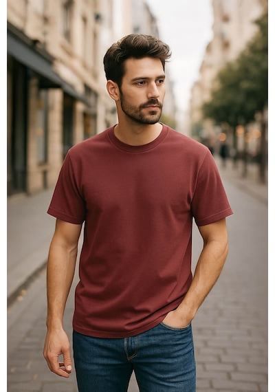 Markapia Erkek %100 Pamuk Basic T-shirt Çok Renkli S 2xl S Bordo