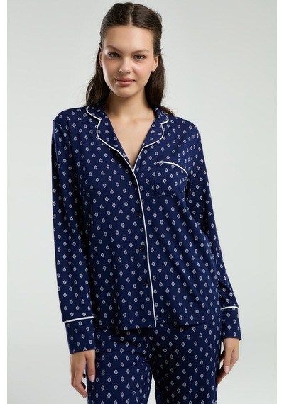 Pierre Cardin Kadın Lacivert Gömlek Pijama Pc8950-s-v1 Lacivert