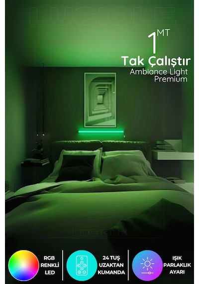 Rgb Led Abajur Aplik Gece Lambası Lambader Renkli Uzaktan Kumandalı Işık - Ledtube11