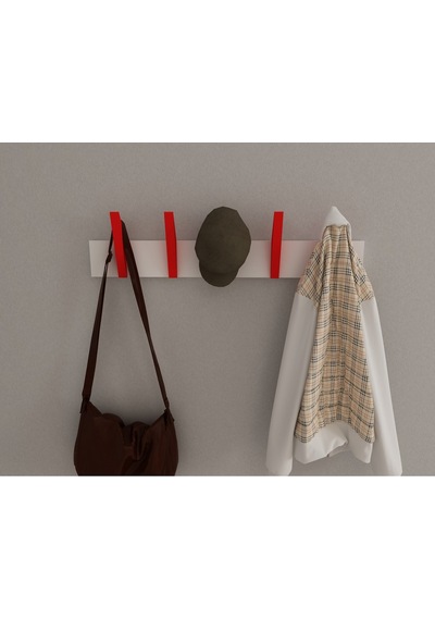Hepsi3boyutlu Modern Duvar & Kapı Kanca Askılık - 5 Adet Kırmızı Kanca Askılık - Model No : 4 Kırmızı