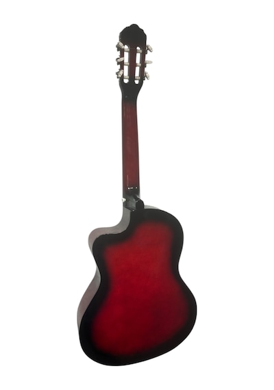 Kırmızı Klasik Gitar Kesik Kasa Sap Ayarlı 4/4 Tam Boy Kılıf Kapo Pena Ve Penalık Sticker Çevirici