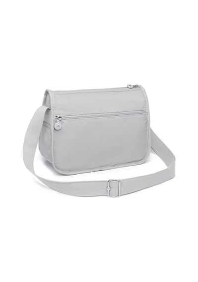 Smart Bags Çok Cepli Günlük Orta Boy Su Geçirmez Krınkıl Kumaş Kadın Omuz Çantası Buz Gri