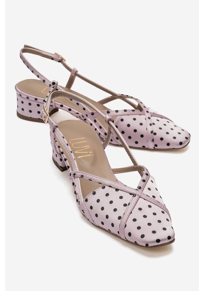 Luvi Shoes Olena Pembe Siyah Puantiyeli Kadın Topuklu Sandalet