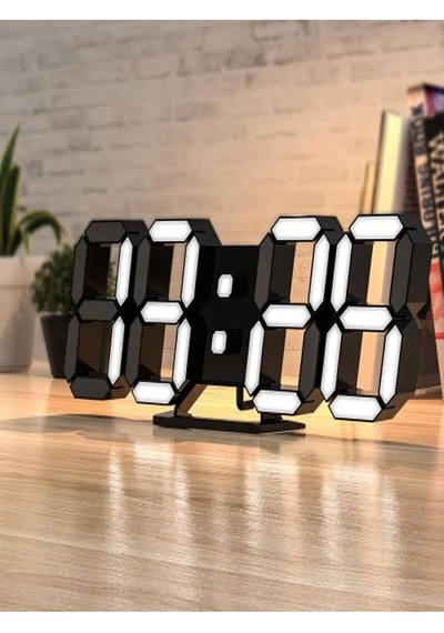 Tr 3d Dijital Masa Saati, Alarmlı, Led Işıklı, Beyaz Diğer