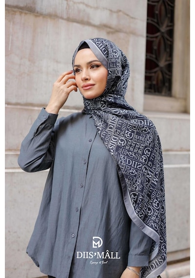 Mimiyum Desenli Özel Premium Soft Şal Gri