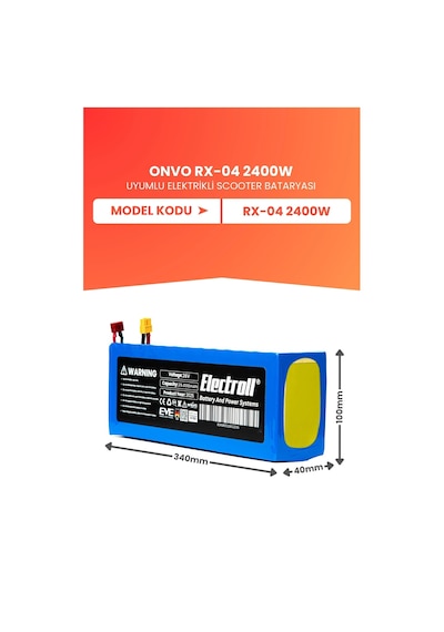 Onvo Rx-04 2400w Batarya Yüksek Kapasite 52v 25.000mah Elektrikli Scooter Bataryası Çok Renkli