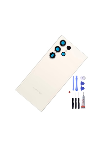 Samsung S23 Ultra Gold Uyumlu Arka Cam Kapak Pil Kapağı Tamir Set B7000 Set Gold