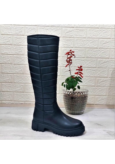 M.p 2752 Siyah Fermuarlı İçi Kürklü 46cm Paraşüt Bayan Çizme 001