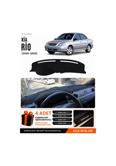 Kia Rio 2000-2005 Uyumlu Torpido Koruma, Torpido Örtüsü, Torpido Kılıfı - Siyah