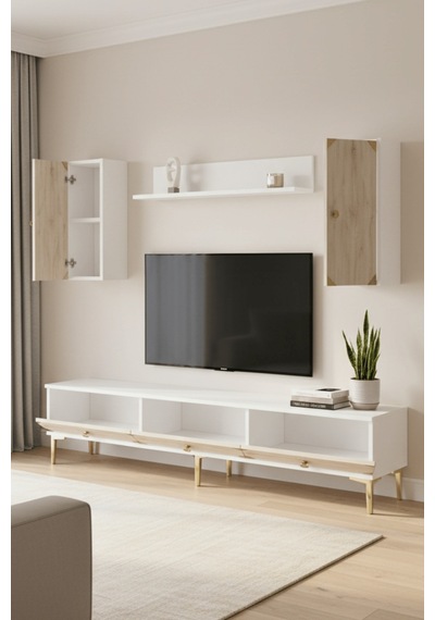 Tvr1897btg - Alfa Tvr180 Tv Ünitesi Takım , Tv Sehpası Beyaz - Traverten - Gold 180cm Tvr1897btg - Alfa Tvr180 Tv Ünitesi Takım , Tv Sehpası Beyaz - Traverten - Gold 180cm
