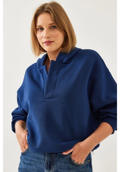 Shade Kadın Kapişonlu V Yaka Sweatshirt 60351253 - Lacivert