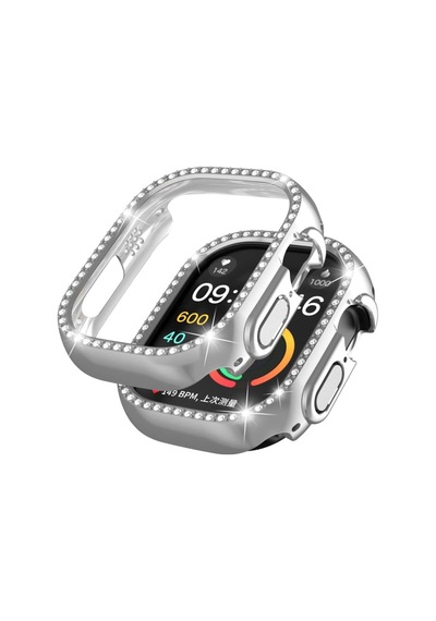 Watch Ultra Ultra 2 49mm Uyumlu Tek Sıra Parlak Taşlı Rubber Kasa Kapak