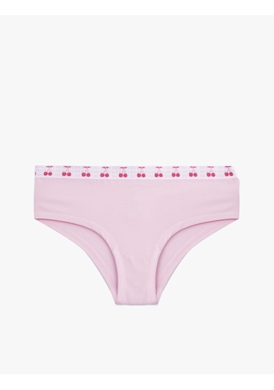 Koton Rahat Kalıp Kiraz Baskılı Pamuklu Yüksek Bel Hipster Külot Pembe 6slk30105mk Gül