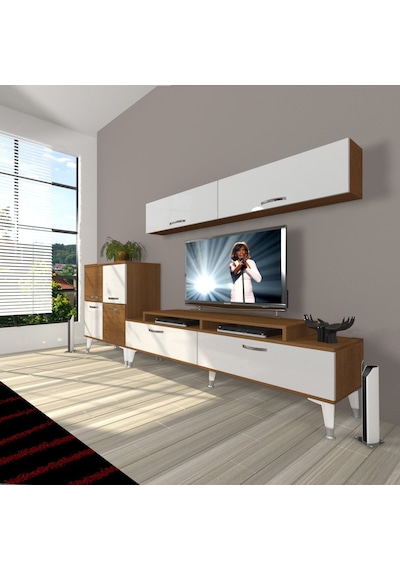 Decoraktiv Ekoflex 6y Slm Silver Tv Ünitesi Tv Sehpası Ceviz - Beyaz