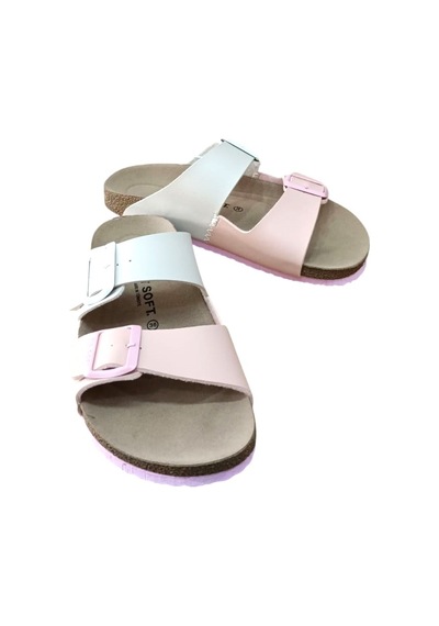 Fly Soft S902.060 Kadın İki Tokalı Comfort Terlik Bej / Pudra Siyah