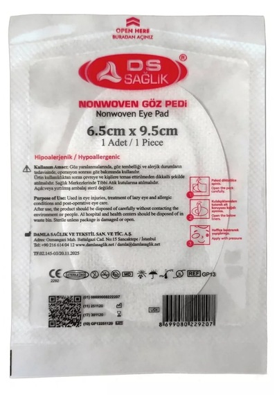 Ds Plus Nonwoven Göz Pedi 6,5 X 9,5 Cm Tekli