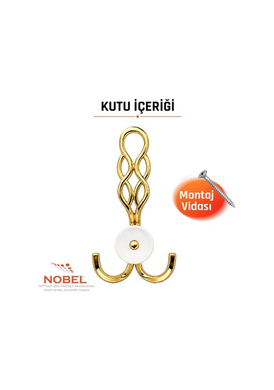 Örgü Portmanto Askısı, Metal Vestiyer Askısı, Altin, Duvar Ve Dolap Askılığı 5'li Set Vidalı Altın
