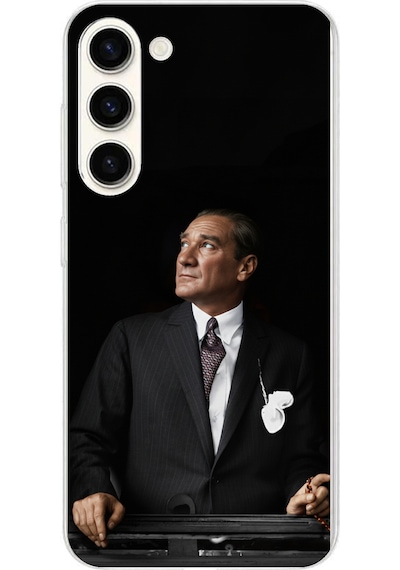Samsung Galaxy S25 Plus Uyumlu Ufka Bakan Lider Atatürk Baskılı Silikon Kılıf Renkli