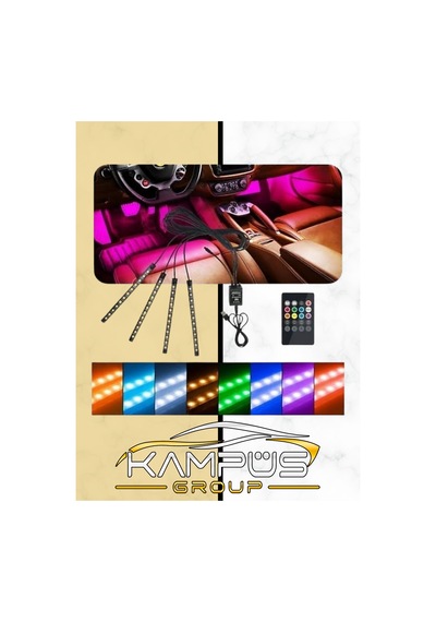 Araç Içi Aydınlatma Kumandalı Müziğe Duyarlı 12 Led Ayak Altı Led - 7 Renk Rgb Pro