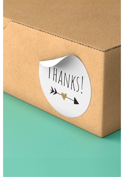Ok Kalpli Thanks Kargo Paketleme Sticker 3x3cm St2136 Çok Renkli