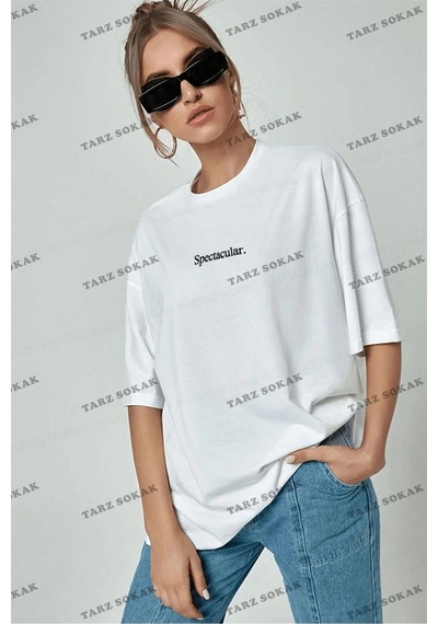 Tarzsokak Spectacular Beyaz Oversize Salas Boyfriend Kadın