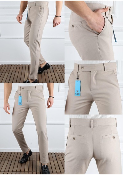 Classics Men Erkek Düz Kesim Kaliteli Esnek Likralı Bilek Boy Kumaş Pantolon-7202 Krem Classics Men Erkek Düz Kesim Kaliteli Esnek Likralı Bilek Boy Kumaş Pantolon-7202 Krem