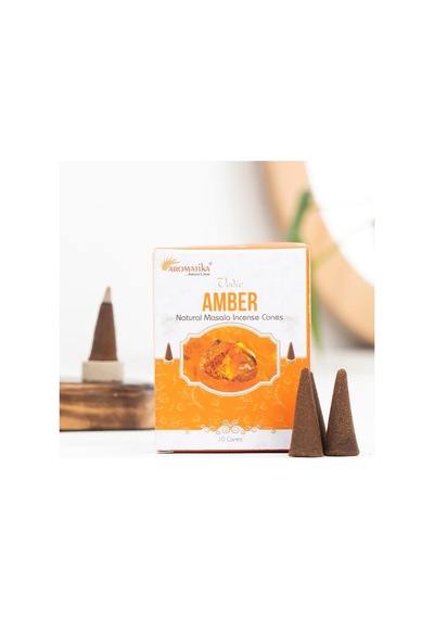Amber Aromalı Organik Kömürsüz Konik Tütsü