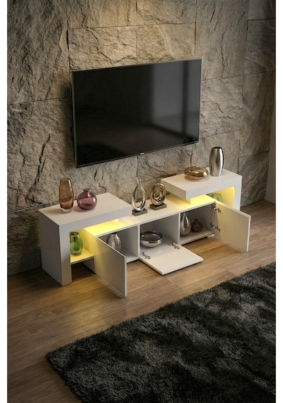 Burc Ledli Tv Ünitesi 200 Cm Beyaz