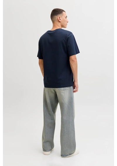 Jack & Jones Erkek Jjejeff Bisiklet Yaka %100 Pamuk T-shirt 12288536 Lacivert Lacivert