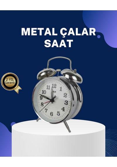 Alarmlı Dekoratif Yuvarlak Masa Saati Gümüş Renk S Tgumus-2-856dd Diğer