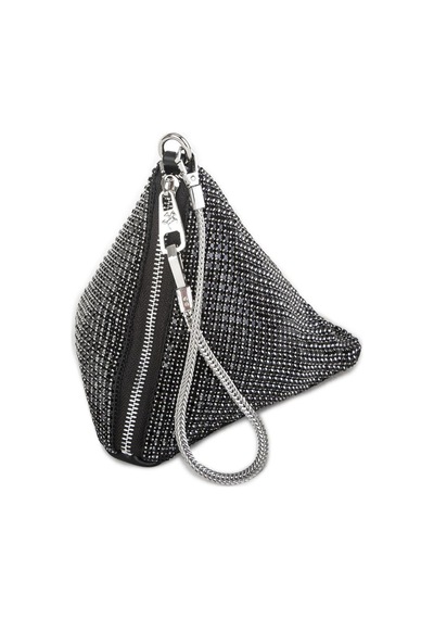 Nas Bag Kadın Çapraz Çanta Siyah White Diamond Siyah Taşlı Şık Askılı Üçgen Çanta Siyah