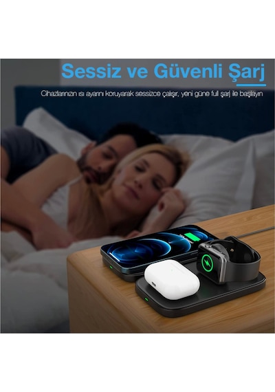 Ally W66 15W 3 In1 Android + Apple Uyumlu iPhone Taşınabilir Mini Kablosuz Hı