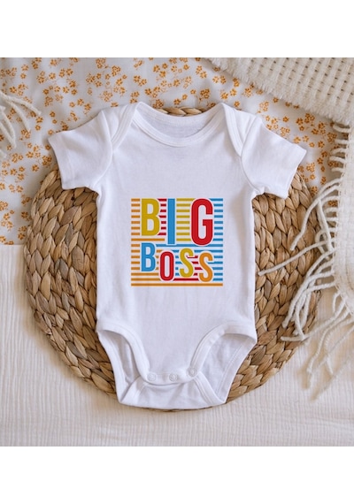 Bitmeyenkartus Bk Kids Big Boss Tasarımlı Bebek Body Zıbın - Model 1 Çok Renkli