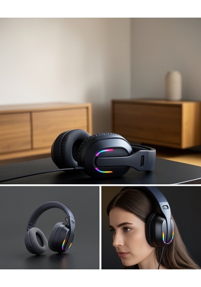 Kablosuz Oyuncu Kulaklığı Rgb Işıklı 40mm Sürücülü