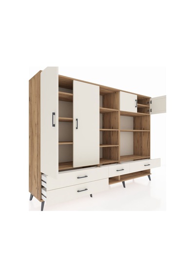 Hyperion Dolap 12 Raflı 4 Çekmeceli 4 Kapaklı 220x44x163 Çam-ayta Çam-aytaşı