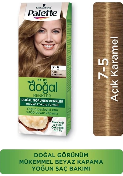 Palette Kalıcı Doğal Renkler Saç Boyası 7 - 5 Açık Karamel X 3 Ade